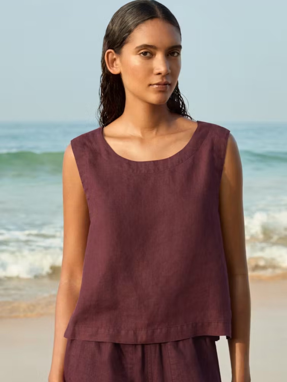 🌱Poetry Linen Button Back Tank - Picture 2 of 7